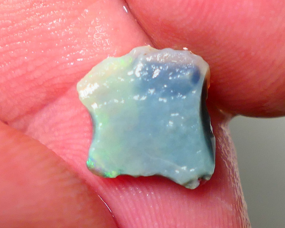 Mulga Rough Rub Opal 1.85cts Dark Base Seam Nice Yellow/Green Dominant fires to Cut / carve & polish 11x10x2.4mm NS137