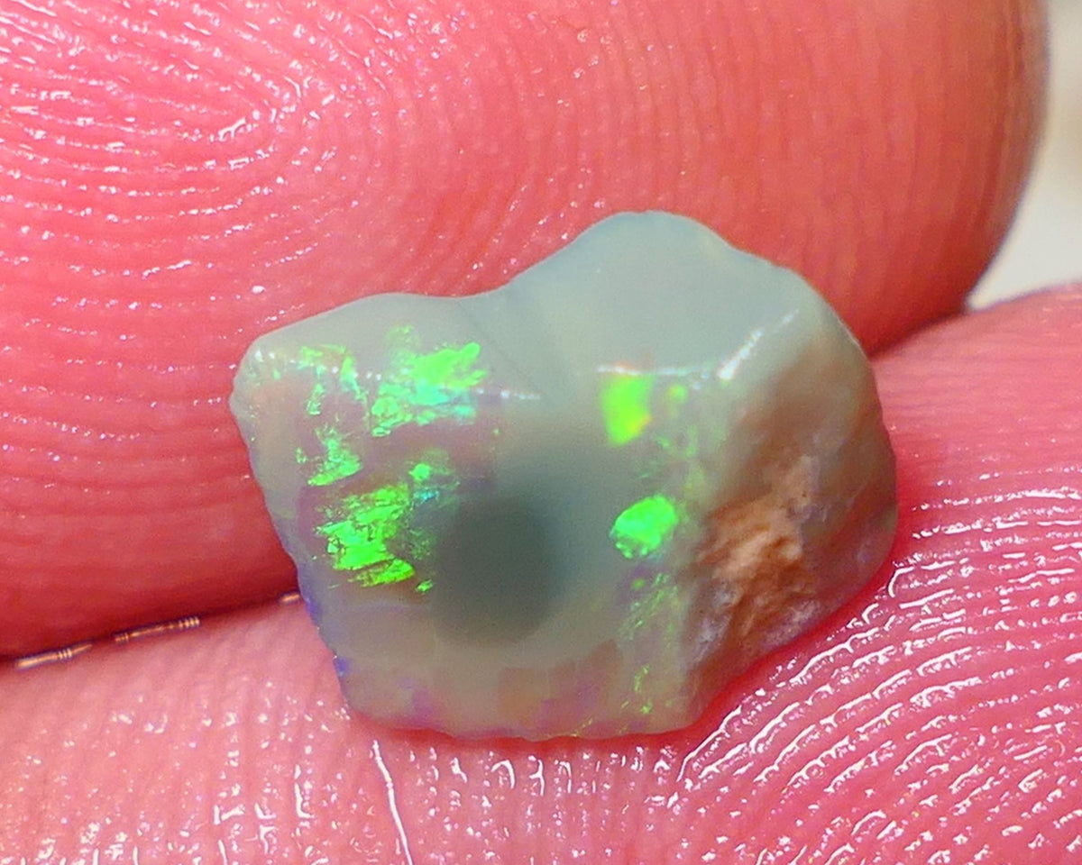 Lightning Ridge Rough / Rub Seam opal Miners Bench® 2.25cts Exotic Bright Yellow/Green/Blue Fires 11x9x4mm NS133