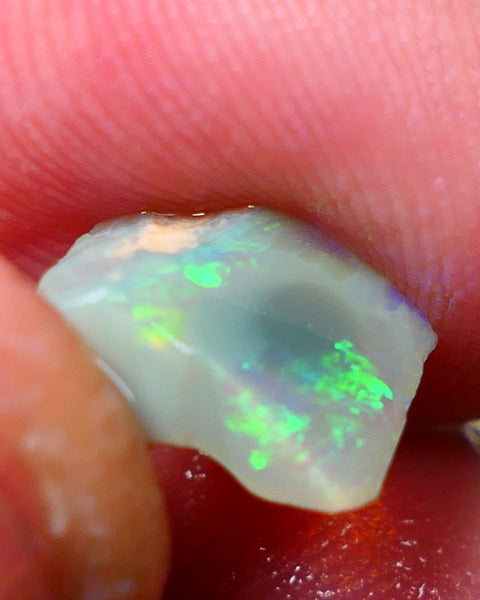 Lightning Ridge Rough / Rub Seam opal Miners Bench® 2.25cts Exotic Bright Yellow/Green/Blue Fires 11x9x4mm NS133