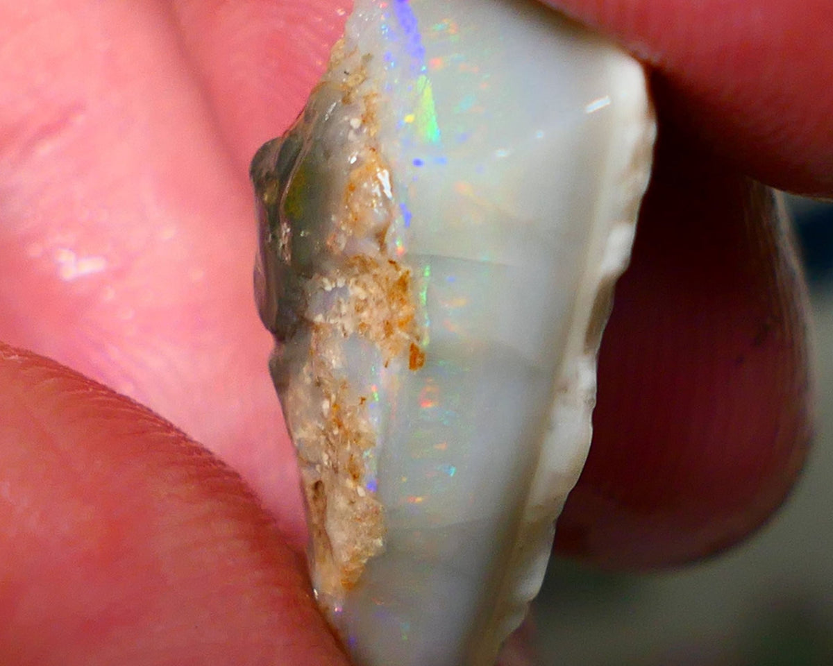 Coober Pedy Rough Opal 11.50cts Dark Crystal Seam showing Lots of Orange Dominant M.colours 23x10x8mm NS173