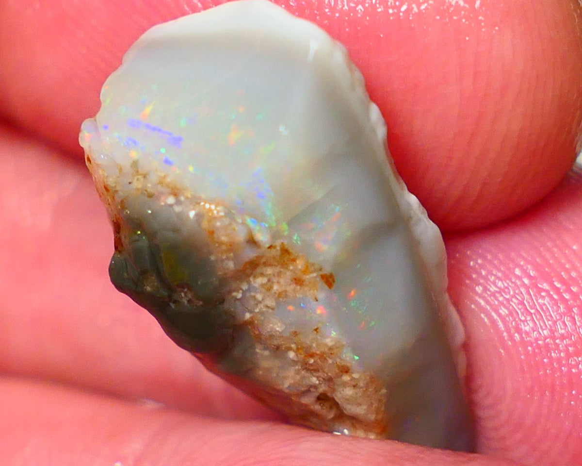 Coober Pedy Rough Opal 11.50cts Dark Crystal Seam showing Lots of Orange Dominant M.colours 23x10x8mm NS173