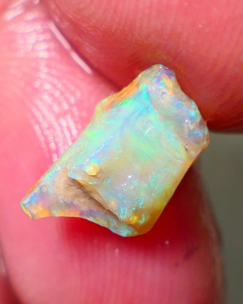 Lightning Ridge Rough Opal 2.15cts Crystal Seam rough with Gorgeous Gemmy Multicolours to explore 12x7x6mm NS172