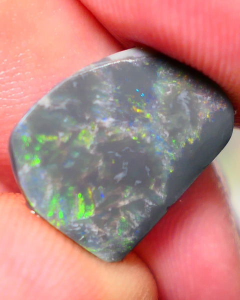 Lightning Ridge Opal Big Picture stone Rough/Rub Dark Base From the Miners Bench® 6.30cts Lovely Yellow/Orange/Blue/Green fires 17x13x4mm NSW029