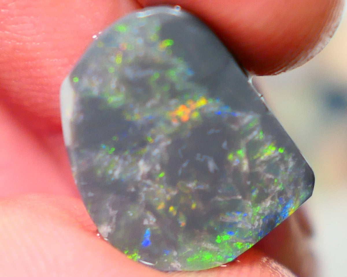 Lightning Ridge Opal Big Picture stone Rough/Rub Dark Base From the Miners Bench® 6.30cts Lovely Yellow/Orange/Blue/Green fires 17x13x4mm NSW029