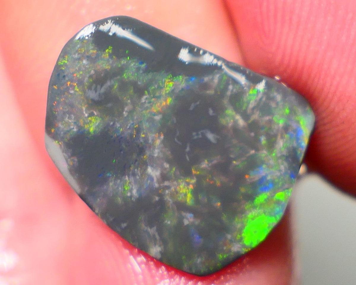 Lightning Ridge Opal Big Picture stone Rough/Rub Dark Base From the Miners Bench® 6.30cts Lovely Yellow/Orange/Blue/Green fires 17x13x4mm NSW029