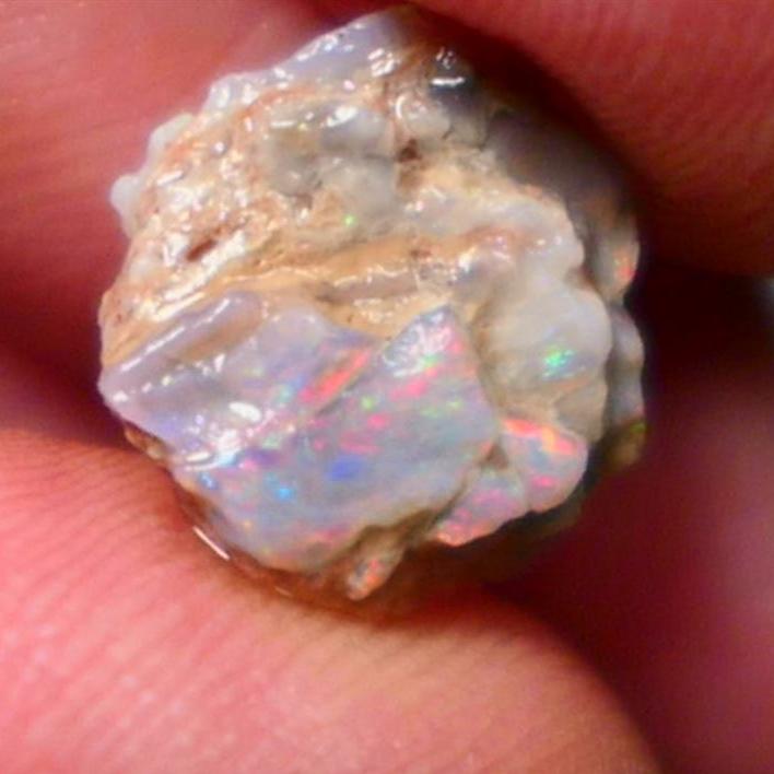 Lightning Ridge Rough Opal 3.25cts Dark Base Crystal Seam formation Interesting Pastel colours 14x13x5mm NS170