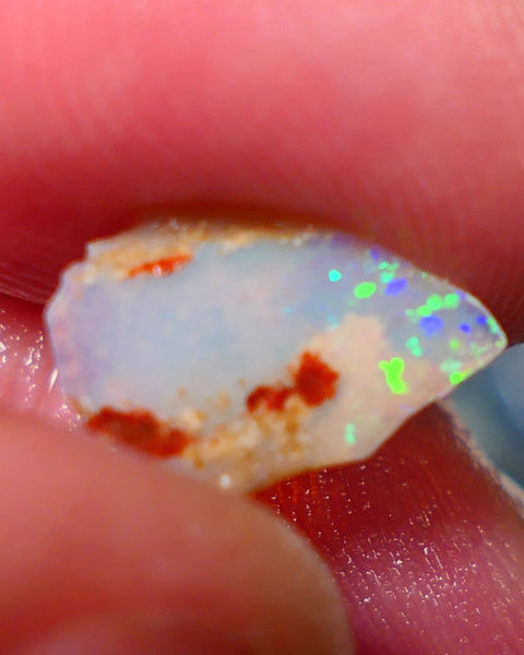 Lightning Ridge Rough / Rub Light Crystal Seam opal Miners Bench® 1.15cts Multicolour Flashes of Confetti  13x9x2mm NS169