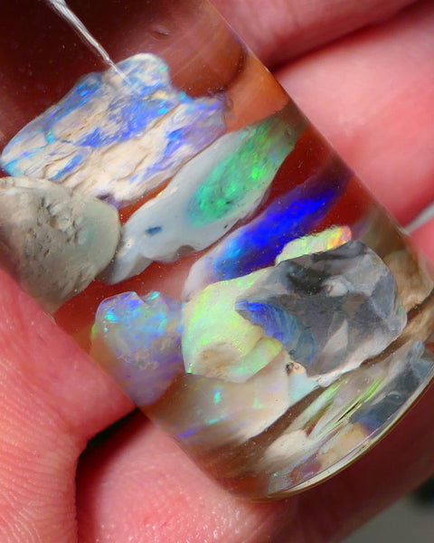 Lightning Ridge Rough Opal CANDY CHIPS 12.75cts mixed Base  gorgeous Multifires showing 10mm to chip size  Auction NS175