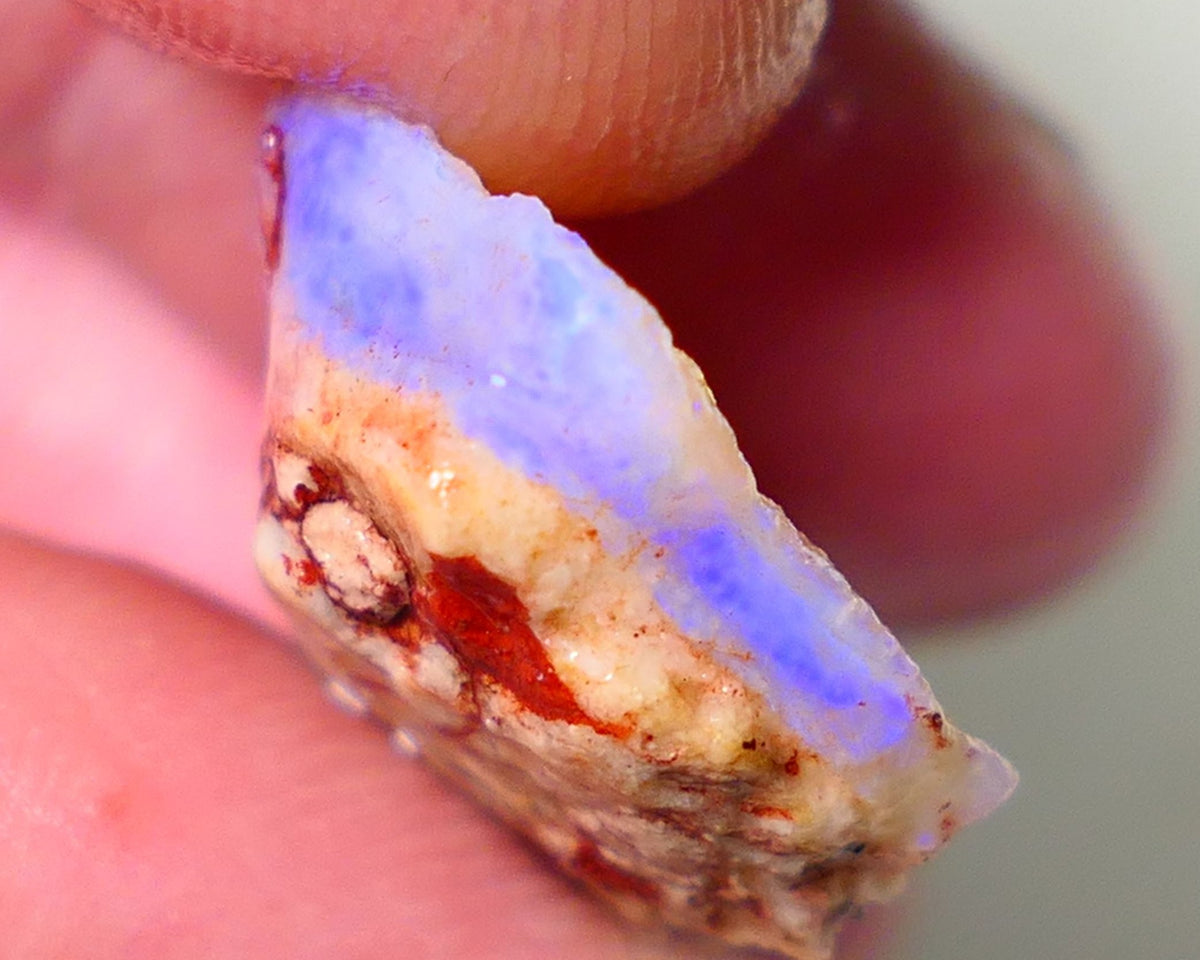 Coober Pedy Rough Opal 18cts Crystal/Light Seam showing nice Blue Colours in flat bars 25x18x8mm NS198