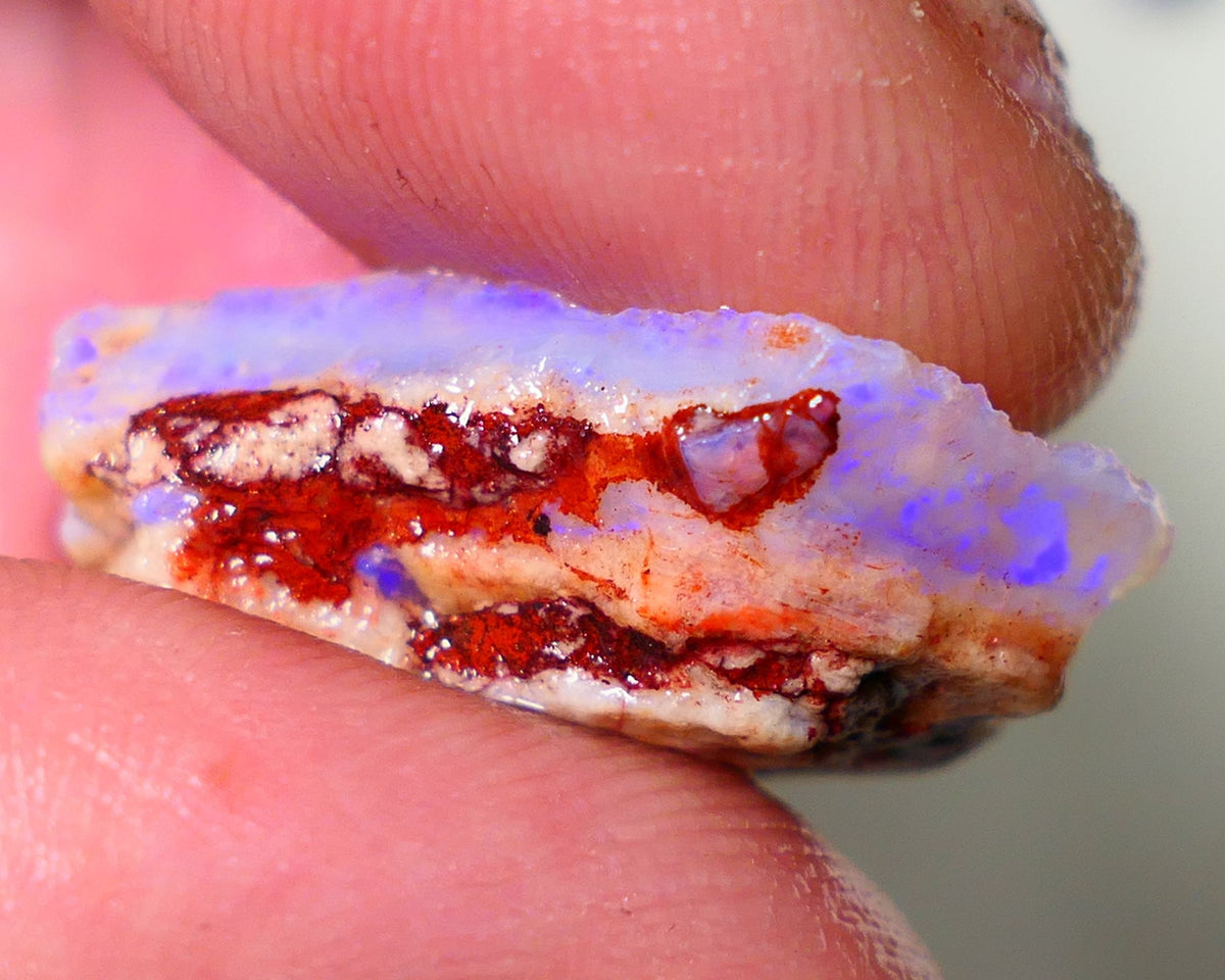 Coober Pedy Rough Opal 18cts Crystal/Light Seam showing nice Blue Colours in flat bars 25x18x8mm NS198