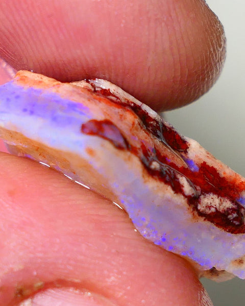 Coober Pedy Rough Opal 18cts Crystal/Light Seam showing nice Blue Colours in flat bars 25x18x8mm NS198