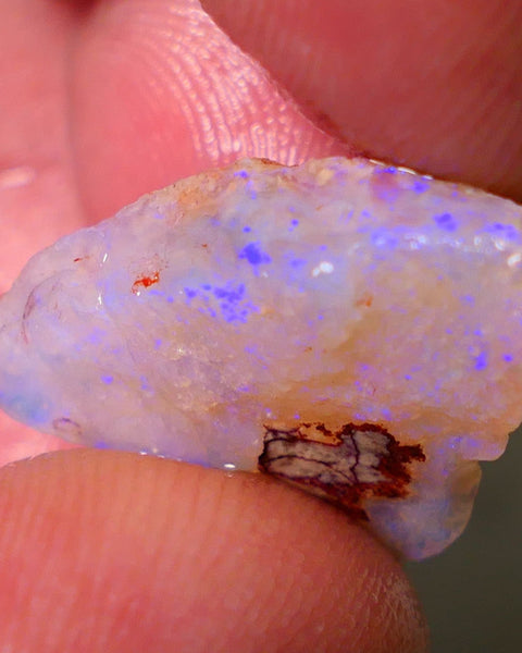 Coober Pedy Rough Opal 12.75cts Crystal/Light Seam showing nice Blue Colours in flat bars 23x18x6mm NS196