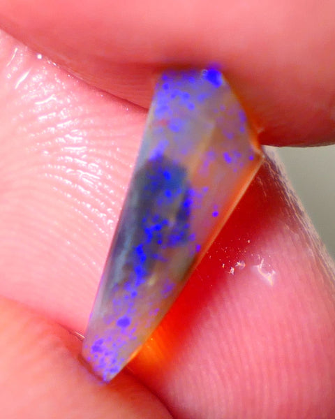 Bright Royal Blue dominant fires on Dark Crystal Opal Rough Rub Miners Bench® 1.60cts Ideal shape for pendant 16x5x3mm NS194