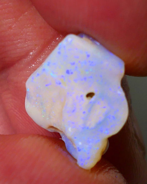 Lightning Ridge Rough Opal 5.75cts Light base Seam showing lots Nice blue colours 13x13x7mm NS183