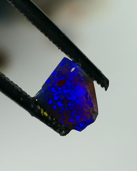 Mulga® Bright Royal Blue dominant fires on Black Opal Rough Rub Miners Bench® 0.50cts Gorgeous face 6x5x2mm NS216