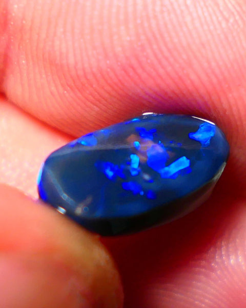 "Blocky Blues" on Black Crystal Opal Miners Bench® Knobby Rough Rub 2.90cts Stunning Bright Vibrant Blues 13x8x3.5mm NSA016