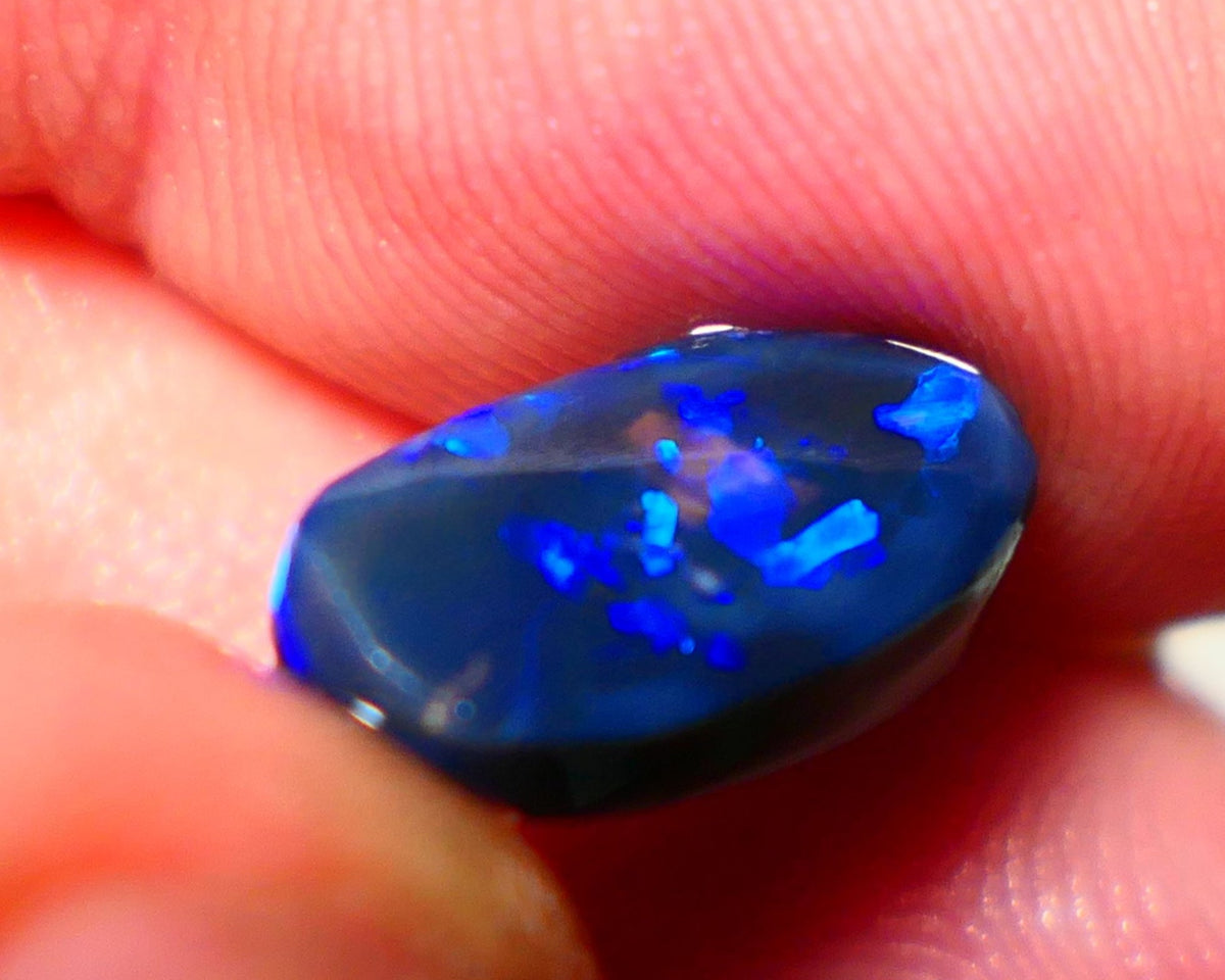 "Blocky Blues" on Black Crystal Opal Miners Bench® Knobby Rough Rub 2.90cts Stunning Bright Vibrant Blues 13x8x3.5mm NSA016