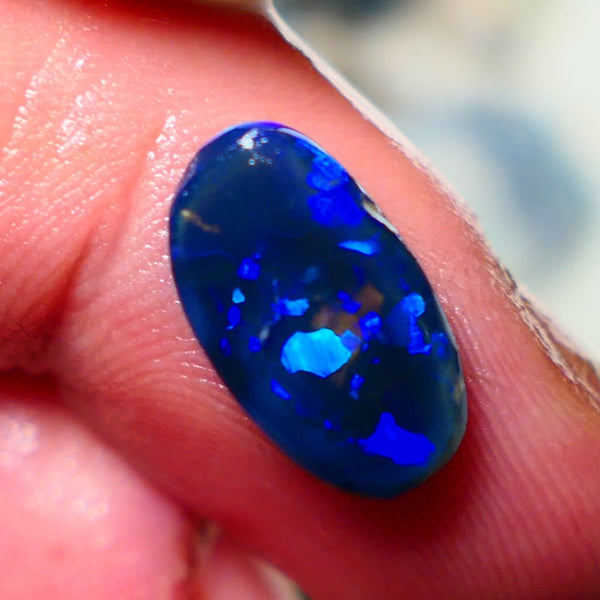 "Blocky Blues" on Black Crystal Opal Miners Bench® Knobby Rough Rub 2.90cts Stunning Bright Vibrant Blues 13x8x3.5mm NSA016