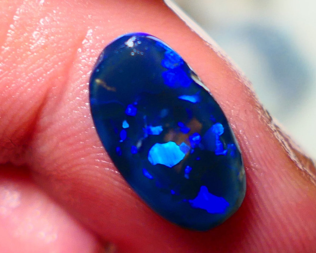 "Blocky Blues" on Black Crystal Opal Miners Bench® Knobby Rough Rub 2.90cts Stunning Bright Vibrant Blues 13x8x3.5mm NSA016