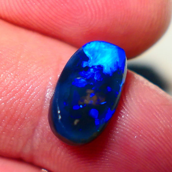 "Blocky Blues" on Black Crystal Opal Miners Bench® Knobby Rough Rub 2.90cts Stunning Bright Vibrant Blues 13x8x3.5mm NSA016