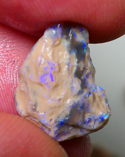 Lightning Ridge Rough Opal 5.50cts Crystal Base Gamble Knobby formation Bright blue fires some yellow flashes 16x13x6mm NS211