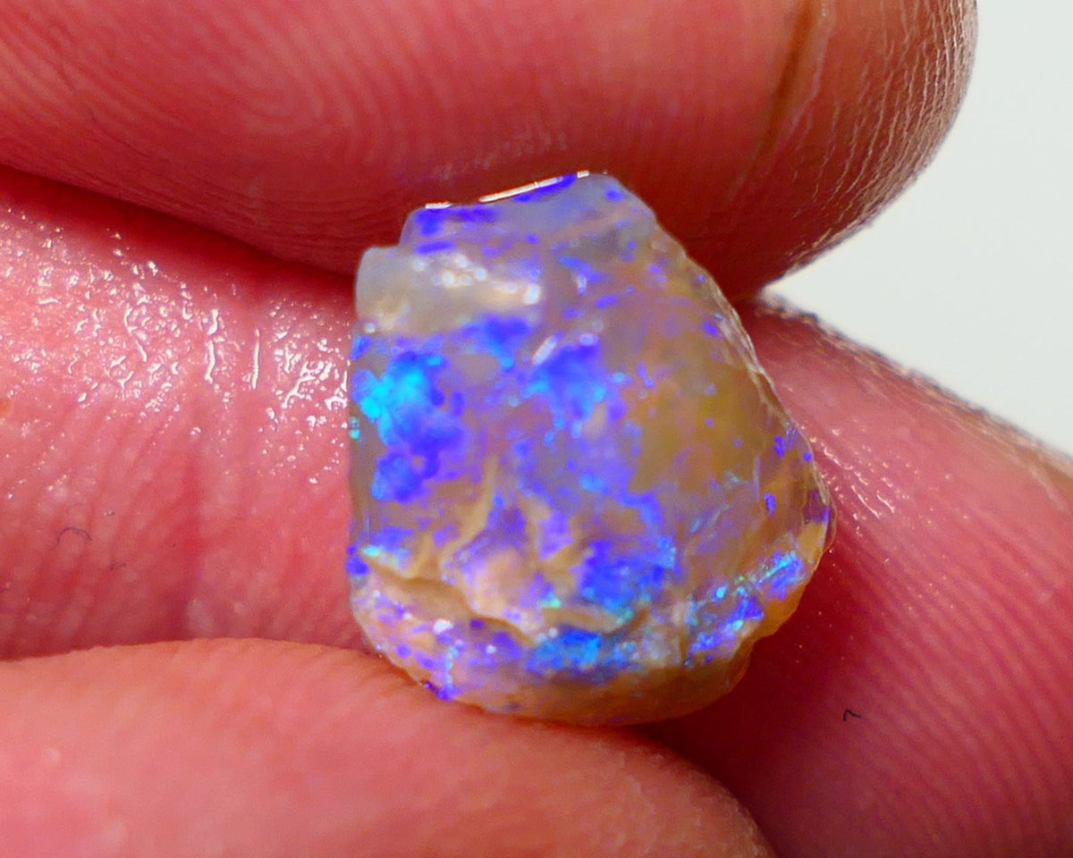 Lightning Ridge Rough Opal 4.00cts Crystal Base Gamble Knobby formation Gorgeous blue & Green fires 12x10x6mm NS305