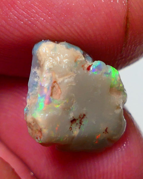 Lightning Ridge Rub / Rough Opal 6.00cts Dark Base Gamble Knobby Bits of Bright Multifires 12x12x6mm NS309