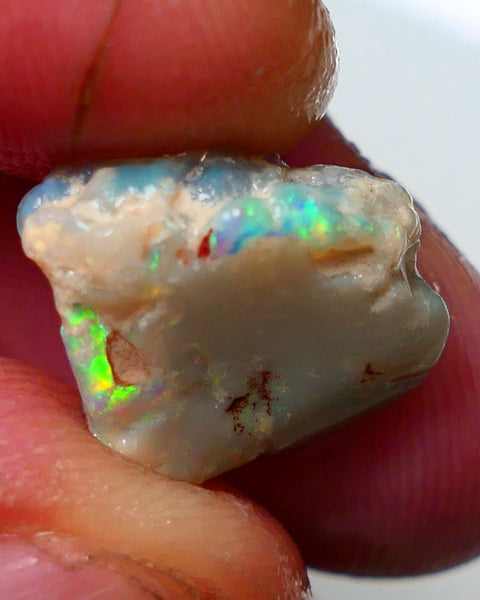 Lightning Ridge Rub / Rough Opal 6.00cts Dark Base Gamble Knobby Bits of Bright Multifires 12x12x6mm NS309