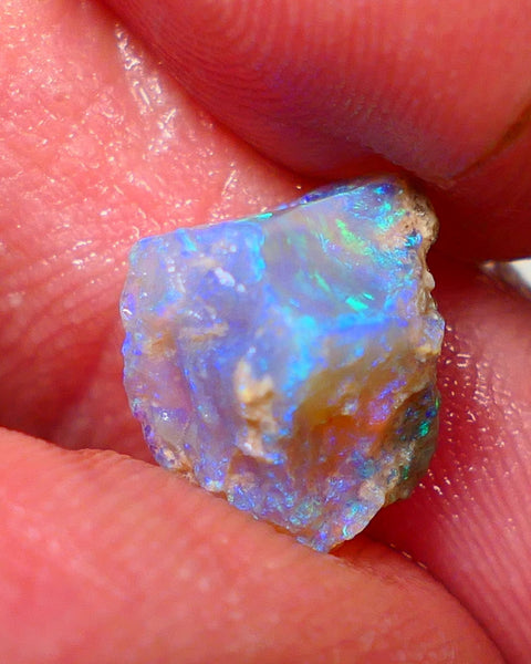 Lightning Ridge Rough Opal 3.50cts Crystal Base Knobby formation Gorgeous Bright Greens & Blues 12x10x7mm NS312