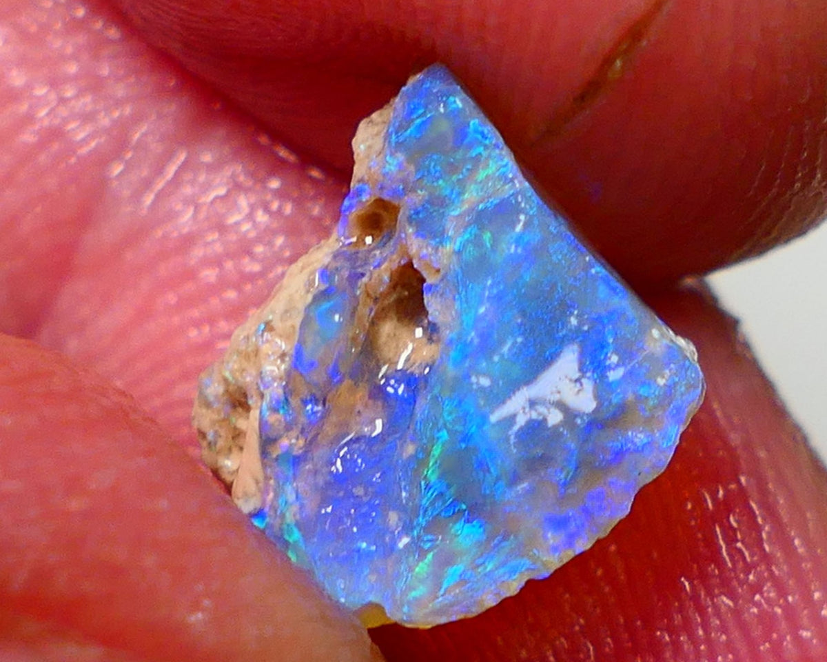 Lightning Ridge Rough Opal 3.50cts Crystal Base Knobby formation Gorgeous Bright Greens & Blues 12x10x7mm NS312