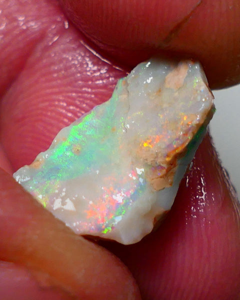 Lightning Ridge Rough Opal 4.90cts Crystal Seam showing Reds & multi colours 16x9x8mm NS313