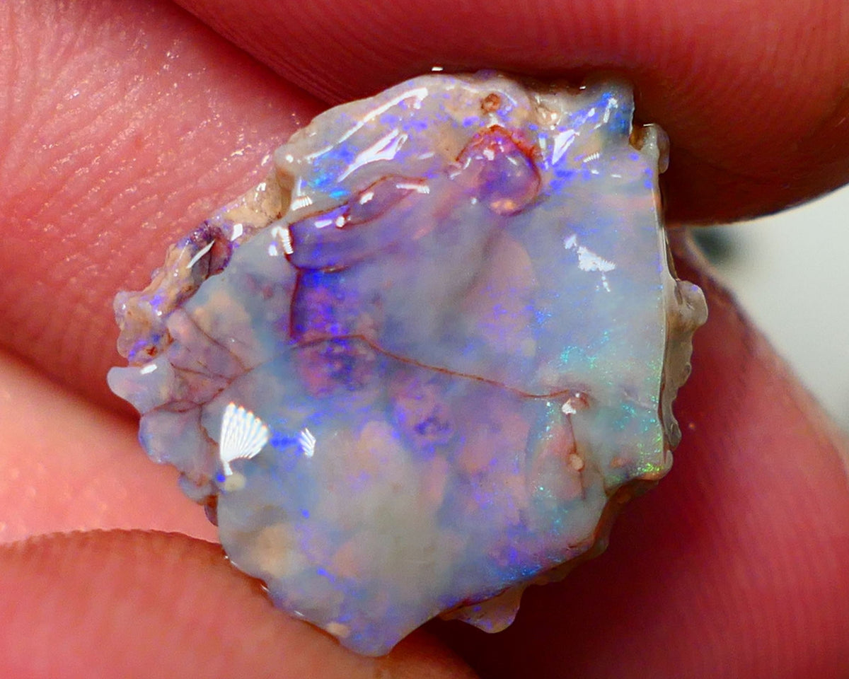 Lightning Ridge Rough Opal 7.75cts Crystal Base Seam Nice Blue Bar 18x16x5mm NS321