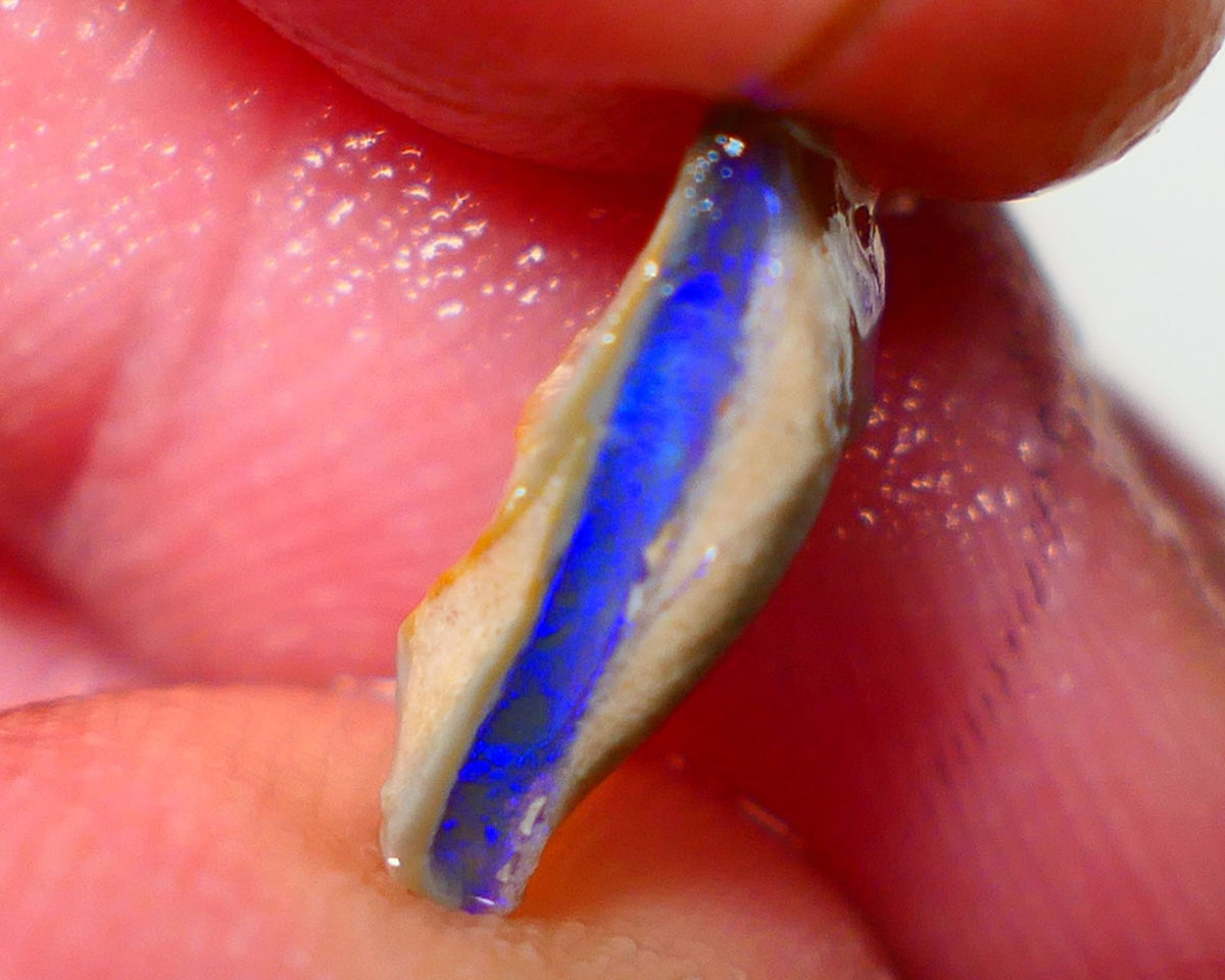 Lightning Ridge Rough Opal 2.35cts Dark Base Seam Bright Gorgeous Blue Bar to Cut 14x6x4mm NS316