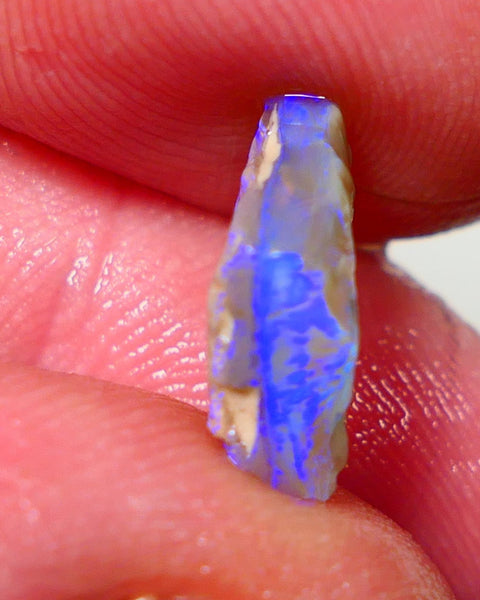 Lightning Ridge Rough Opal 3.75cts Dark Base Seam Bright Vibrant Gorgeous Teal / Blue Bar to Cut 12x9x4mm NS315