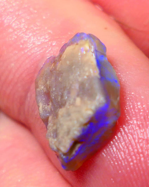 Lightning Ridge Rough Opal 3.75cts Dark Base Seam Bright Vibrant Gorgeous Teal / Blue Bar to Cut 12x9x4mm NS315