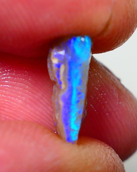 Lightning Ridge Rough Opal 3.75cts Dark Base Seam Bright Vibrant Gorgeous Teal / Blue Bar to Cut 12x9x4mm NS315