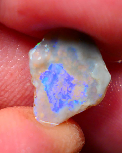 Lightning Ridge Rough Rub Directional Opal 2.30cts Dark Base Seam Blue Fires exposed to face 12x11x3mm NS314