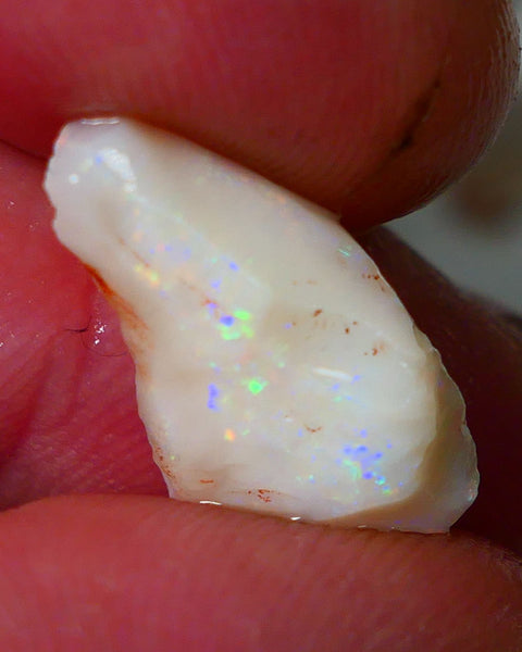 Lightning Ridge Rough Opal 4.25cts Light base Seam showing Yellow/Orange Dominant M.colours to cut 19x11x5mm NS334