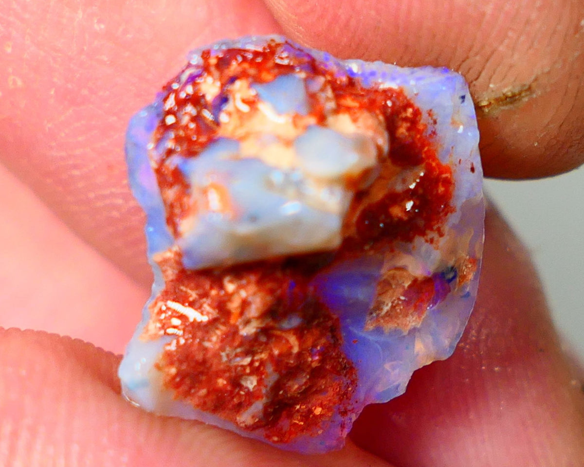 Lightning Ridge Rough Opal 9cts Grey Base Seam Nice Blue Bar 18x15x9mm NS346