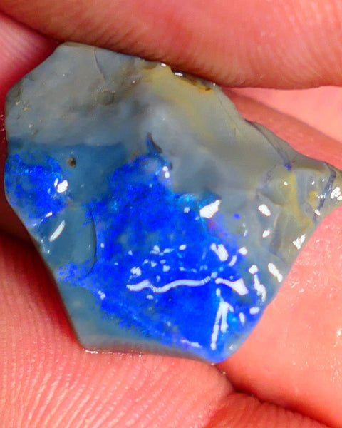 Lightning Ridge Rough Opal 9.50cts Dark Base Seam Bright  Gorgeous Vibrant Blue Bar 20x17x5mm NS345