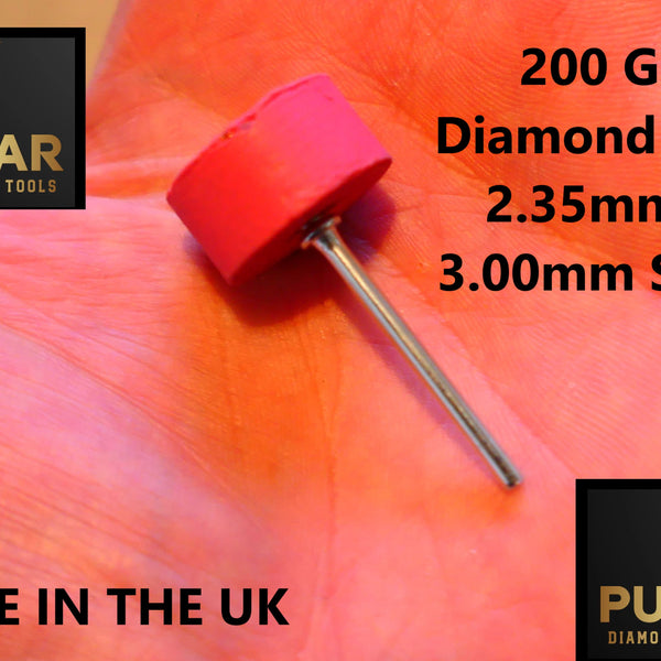 PULSAR DIAMOND® Mk2 Little Ripper™ Hub Drive Diamond Resin Wheels SINGLE 200Grit PINK IN STOCK READY TO SHIP 2.35mm or 3mm mandrels 20x10mm Soft-Touch Resin Lapidary Burr For Rotary Tools carving Polishing Grinding