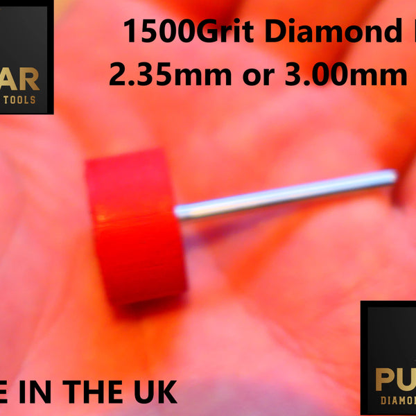 PULSAR DIAMOND® Mk2 Little Ripper™ Hub Drive Diamond Resin Wheels SINGLE 1500Grit RED IN STOCK READY TO SHIP 2.35mm or 3mm mandrels 20x10mm Soft-Touch Resin Lapidary Burr For Rotary Tools carving Polishing Grinding