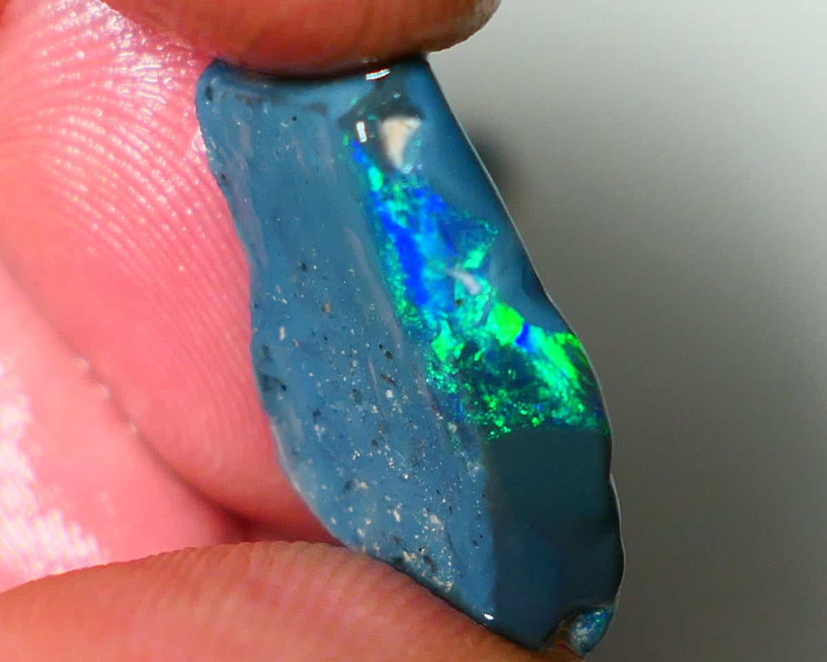 Lightning Ridge Rough Rub Opal 10.00cts Black Base Seam Bright  Gorgeous exposed Vibrant Multifires 23x14x4mm NS351