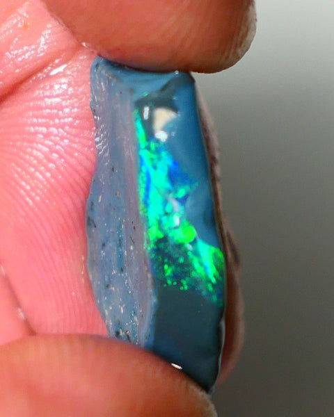 Lightning Ridge Rough Rub Opal 10.00cts Black Base Seam Bright  Gorgeous exposed Vibrant Multifires 23x14x4mm NS351