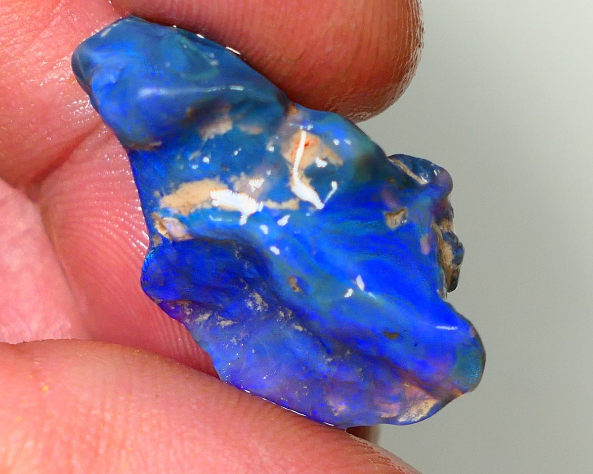 Lightning Ridge Rough Opal 17.00cts Black Base Crystal Seam Bright  Gorgeous  Vibrant Blue Bar 28x16x8mm NS350