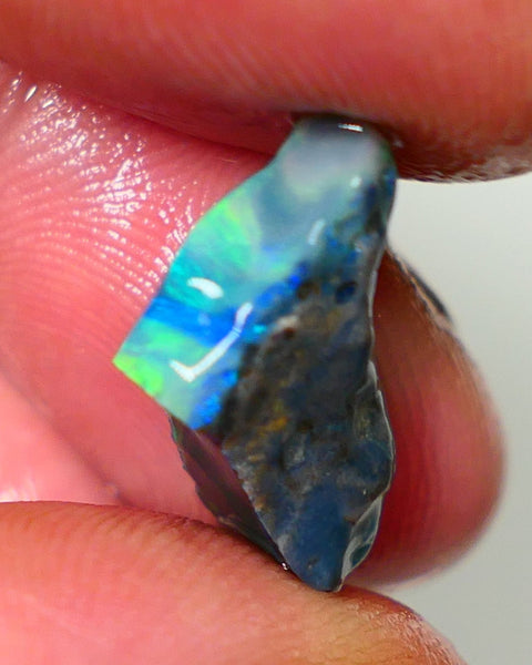 Lightning Ridge Rough Opal 7.25cts Dark Base Seam Bright  Gorgeous Exotic Multifires 18x10x7mm NS349