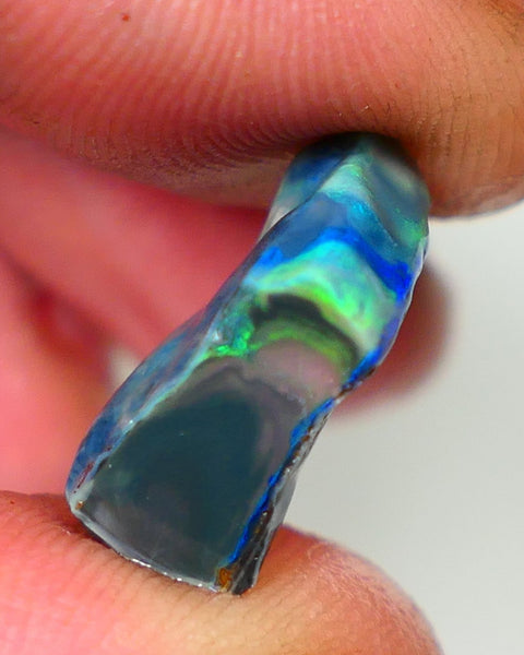 Lightning Ridge Rough Opal 7.25cts Dark Base Seam Bright  Gorgeous Exotic Multifires 18x10x7mm NS349