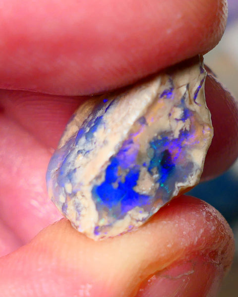 Lightning Ridge Knobby opal rough showing nice bright colours details to come 11.50cts 19x14x9mm ALP103