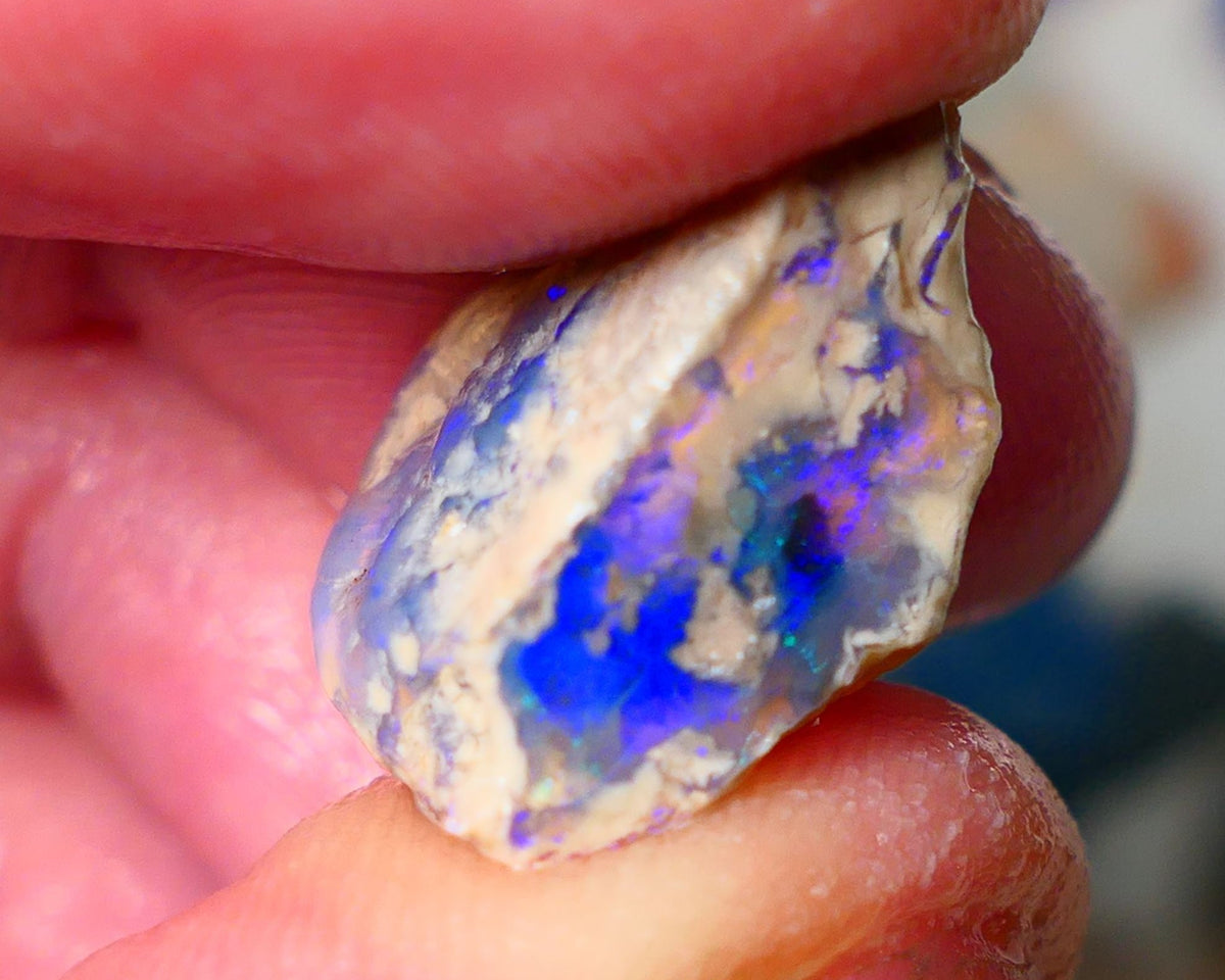 Lightning Ridge Knobby opal rough showing nice bright colours details to come 11.50cts 19x14x9mm ALP103