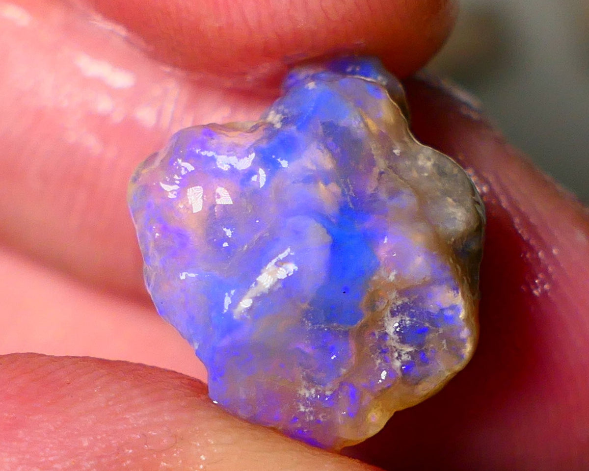 Lightning Ridge Dark Crystal Knobby opal formation rough showing nice bright blue colours 12.50cts 18x14x10mm ALP123